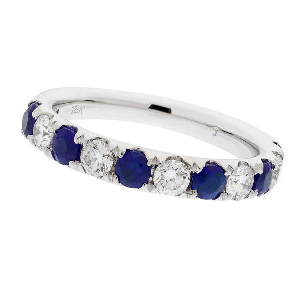 18K White Gold Blue Sapphire & Diamond Ring