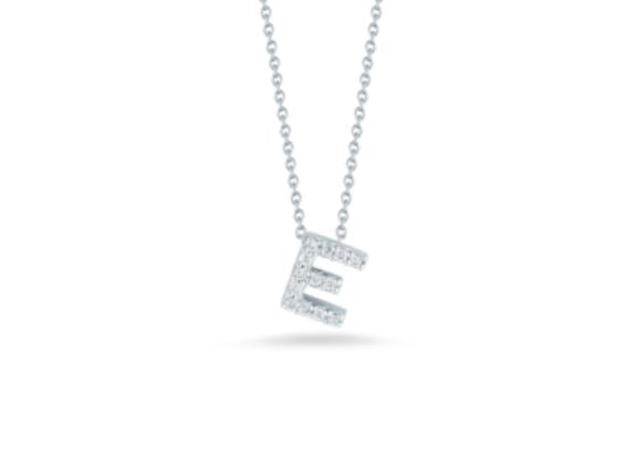 Roberto Coin 18K Yellow Gold Tiny Treasures Diamond Love Letter "E" Necklace