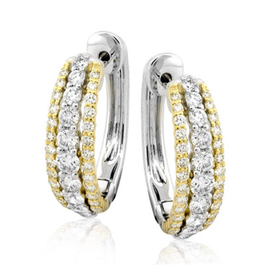 Simon G. 18Kwy Multi-Row Diamond Hoop Earrings