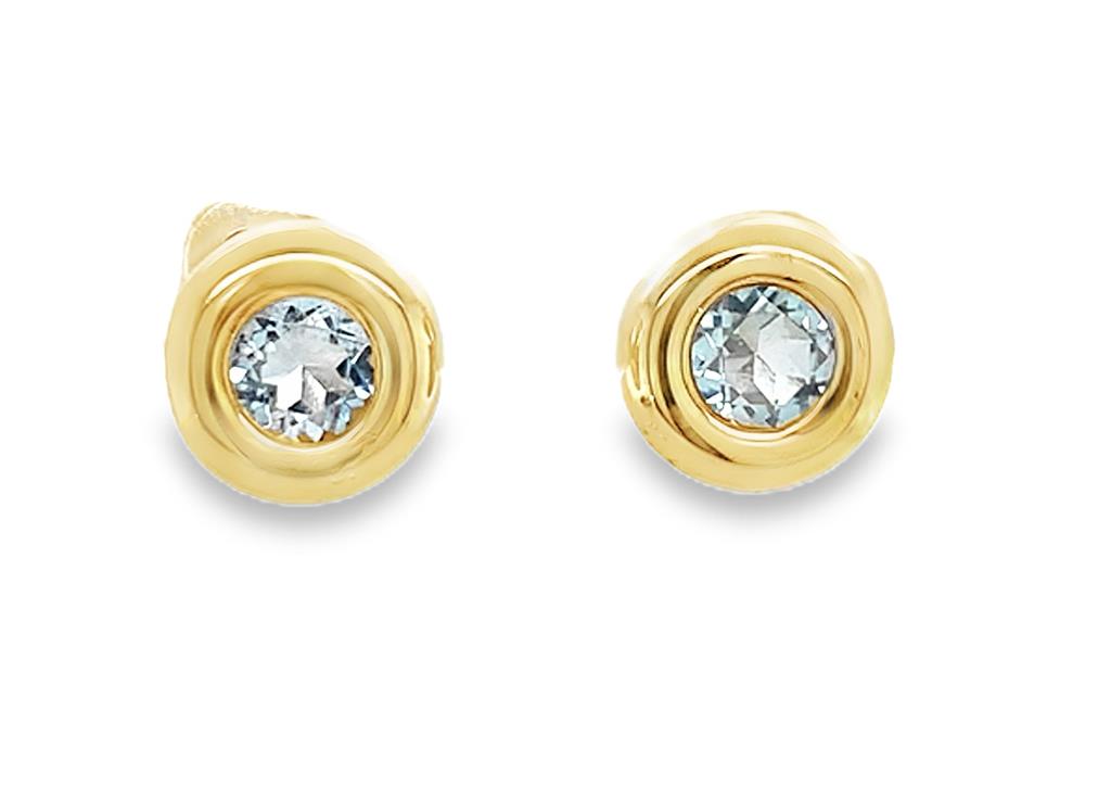 Estate 14k Gold Aqua Stud Earrings