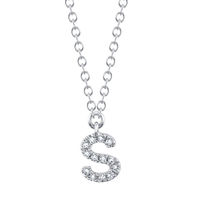 Shy 14K Yellow Gold Diamond Initial S Necklace