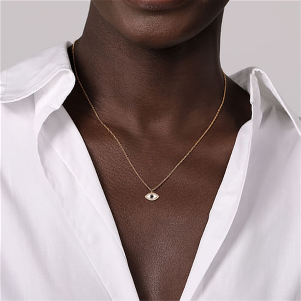 Gabriel Diamond And Sapphire Evil-Eye Pendant Necklace