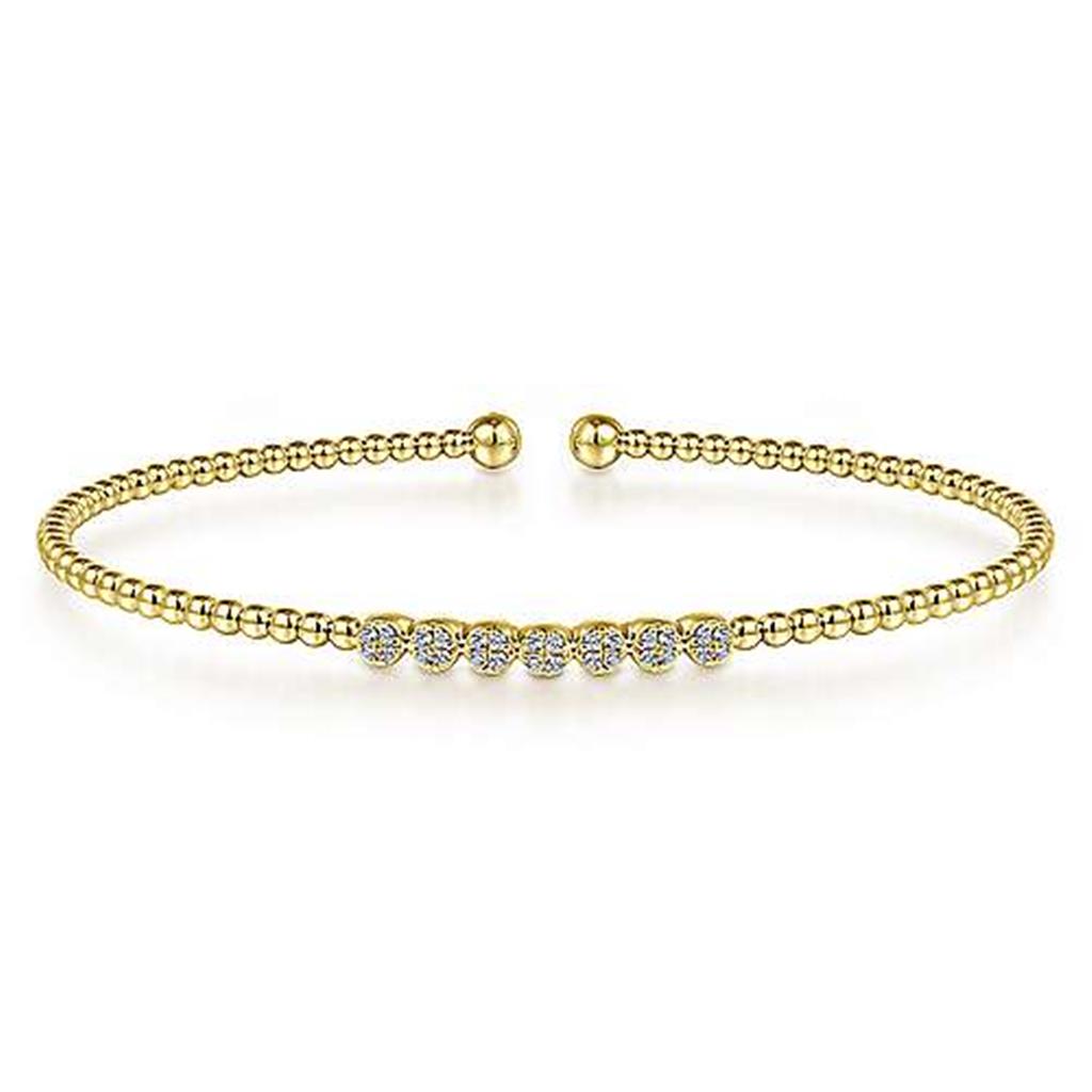 Gabriel14K Yellow Gold Bujukan Diamond Beaded Cuff