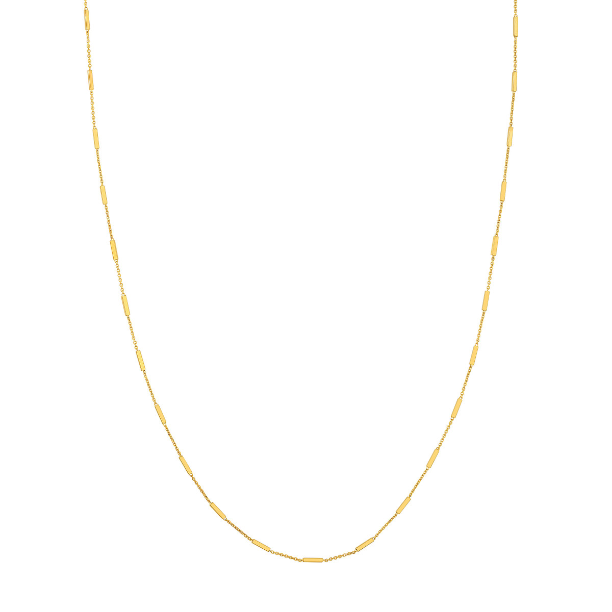 Rolland's Design 14K Yellow Gold 18" Bar Station Cable Chain