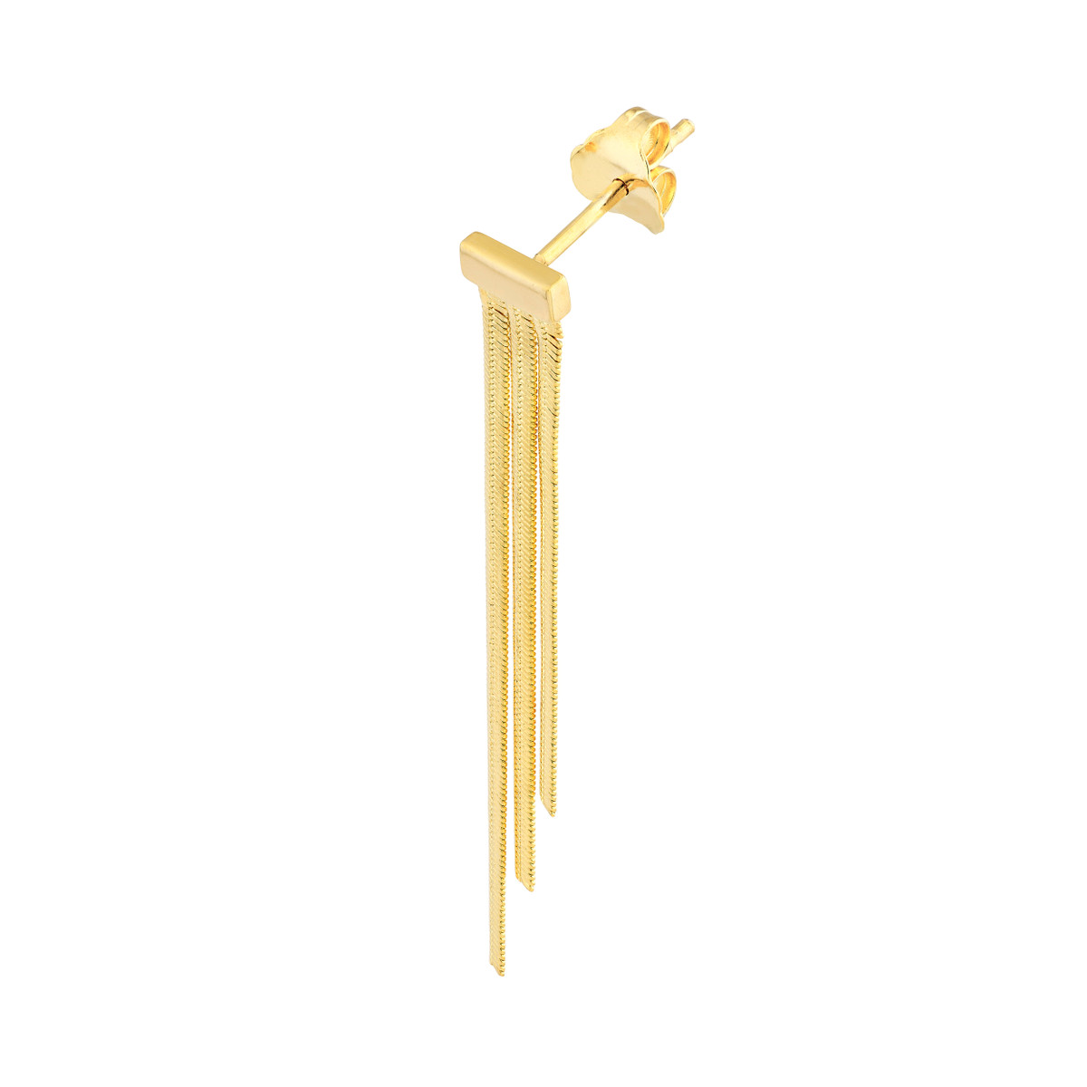 14K Yellow Gold Ascending Triple Snake Chain Earrings