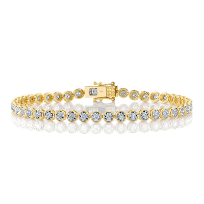 Shy Creatin Yellow Gold Diamond Scalloped Tennis Bracelet