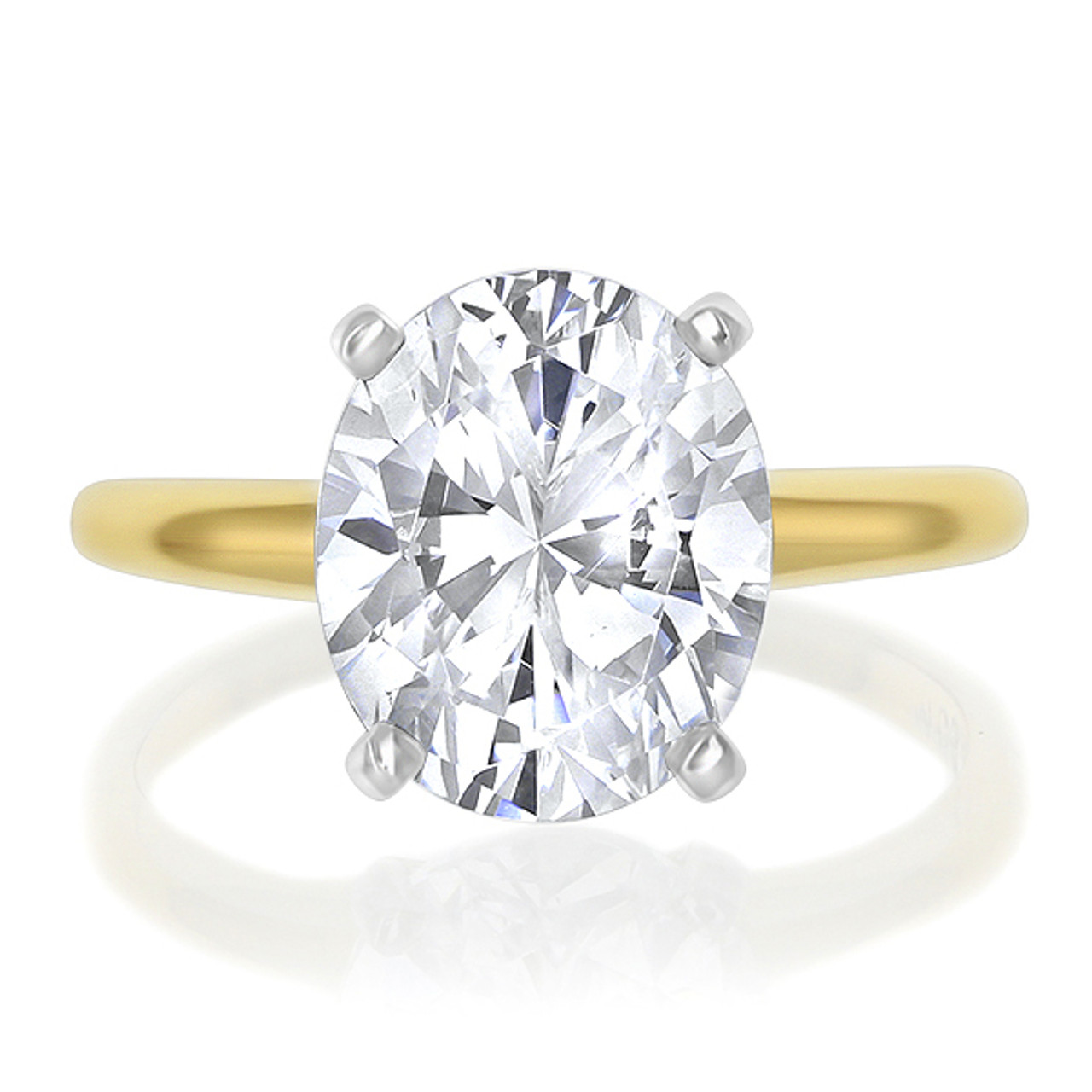 Lab Grown Two Tone Gold Diamond Oval Solitare Engagement Ring