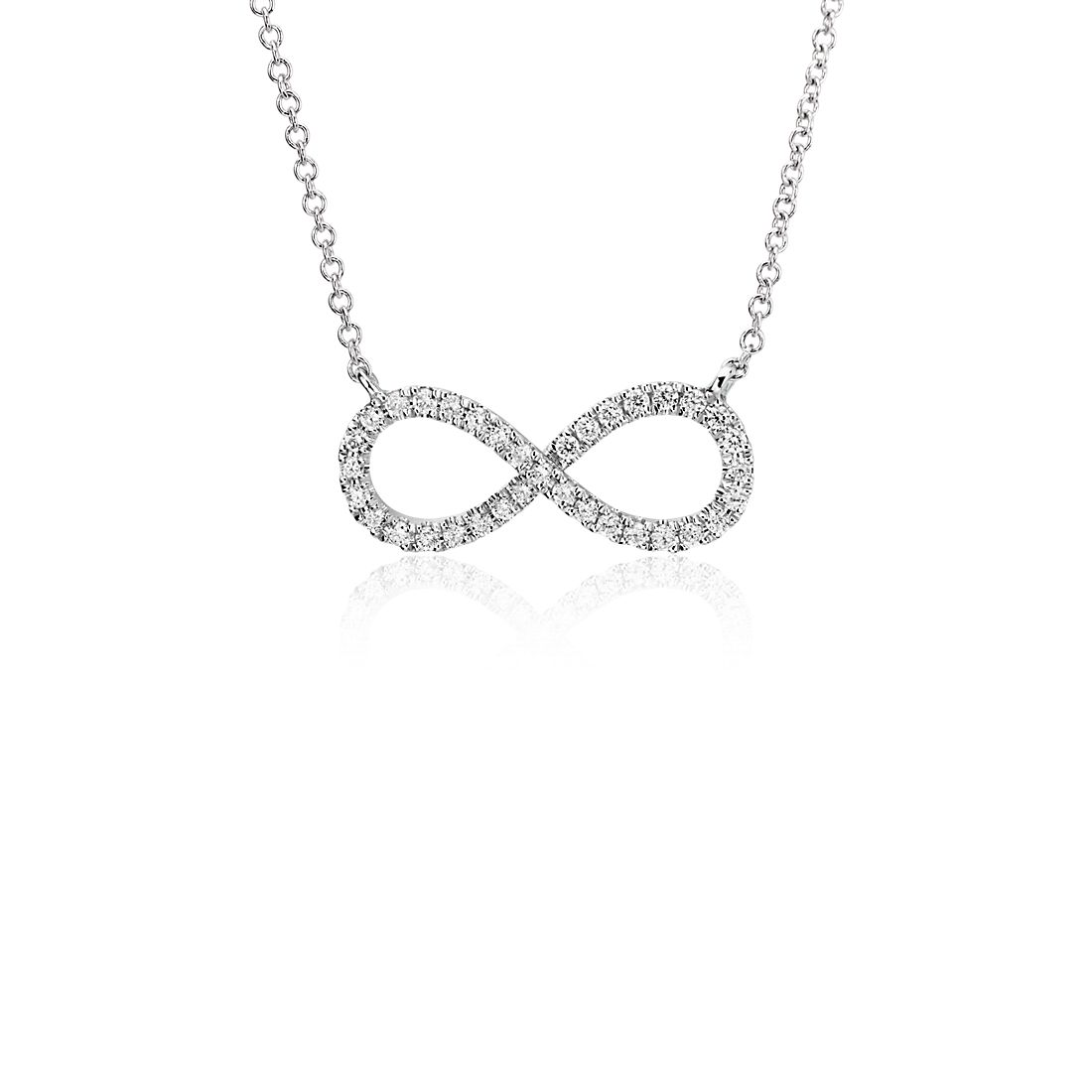 14K White Gold Infinity Diamond Necklace