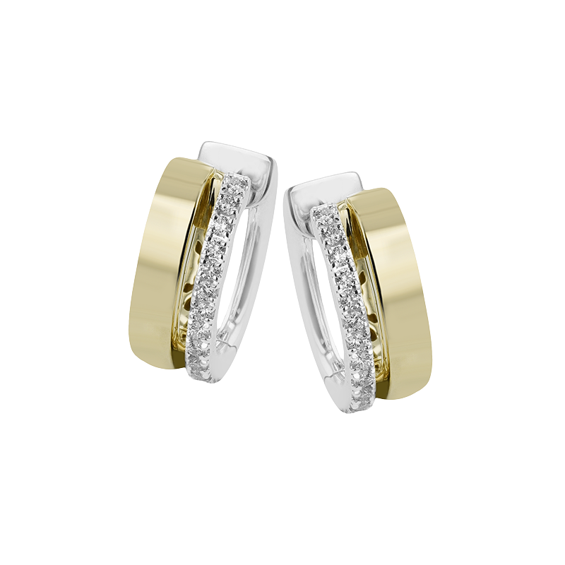 Simon G. 18Kyw Double Row Diamond Hoop Earrings