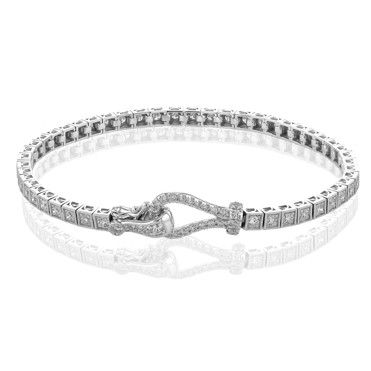 Simon G 18K White Gold Diamond Buckle Bracelet