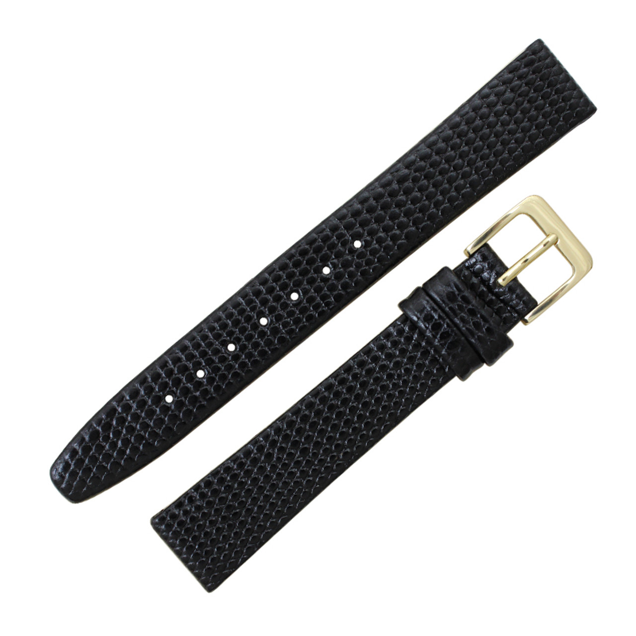 16Mm Genuine Lizard Black Watch Band