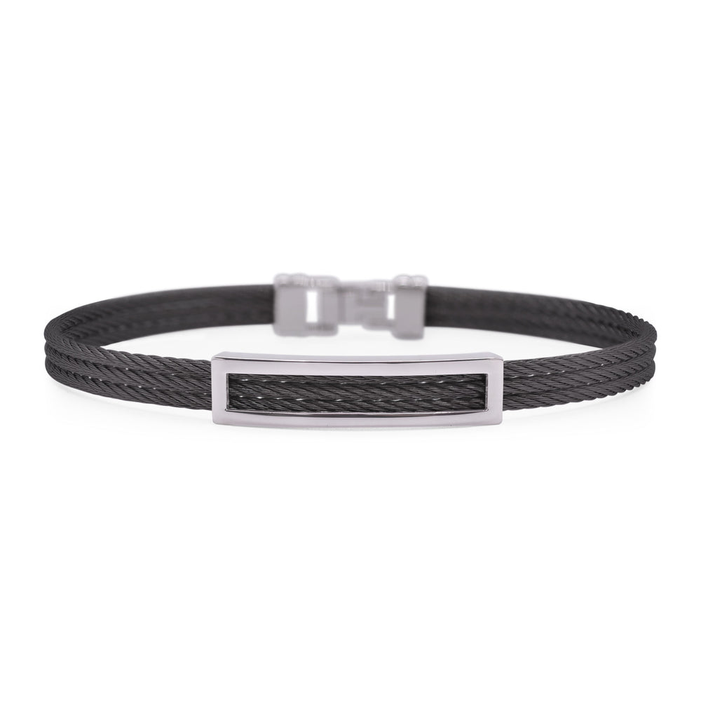 Alor Gents Black Cable Open ID Bracelet