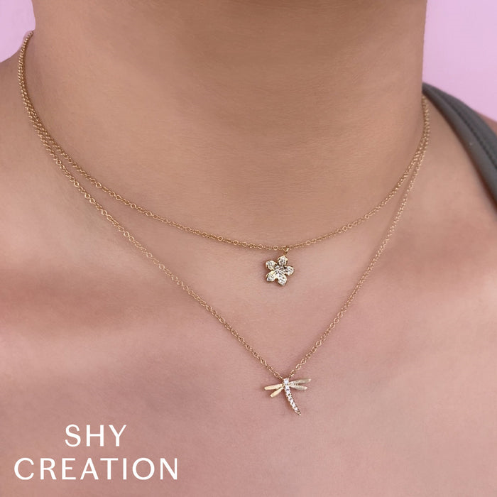 Shy Creation Diamond Dragonfly Necklace Pendant