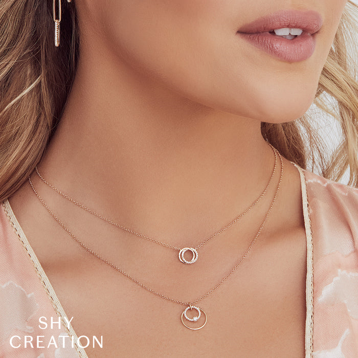 Shy Creation Love Knot Circle Necklace