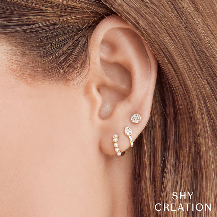 Shy Creation Diamond Pave Stud Earrings