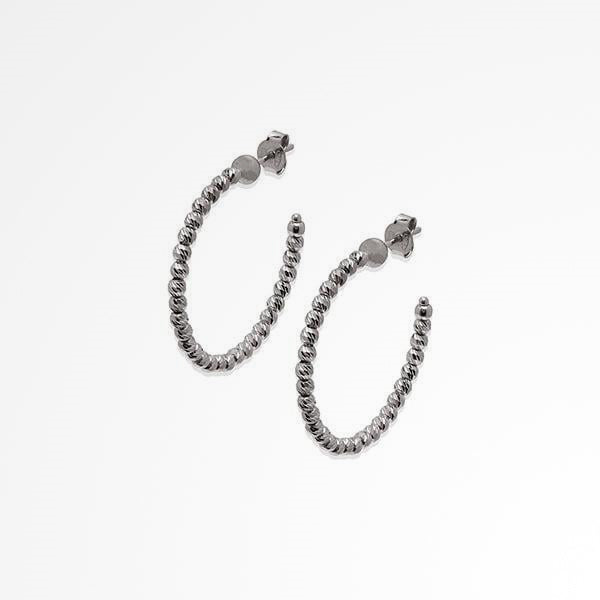 Desmos Sterling Silver Diamond Hoop Earrings