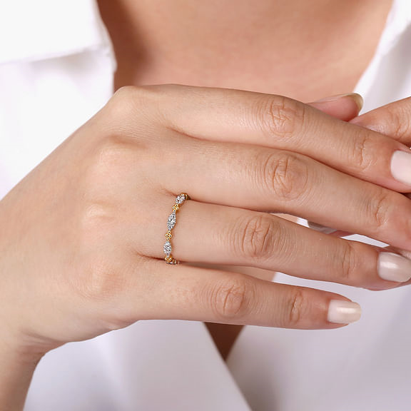 Gabriel Marquise Shape Bujukan Stackable Diamond Ring