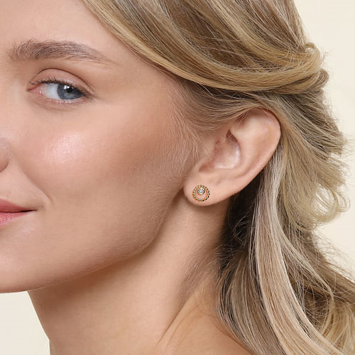 Gabriel 14Ky Bujukan And White Sapphire Stud Earrings