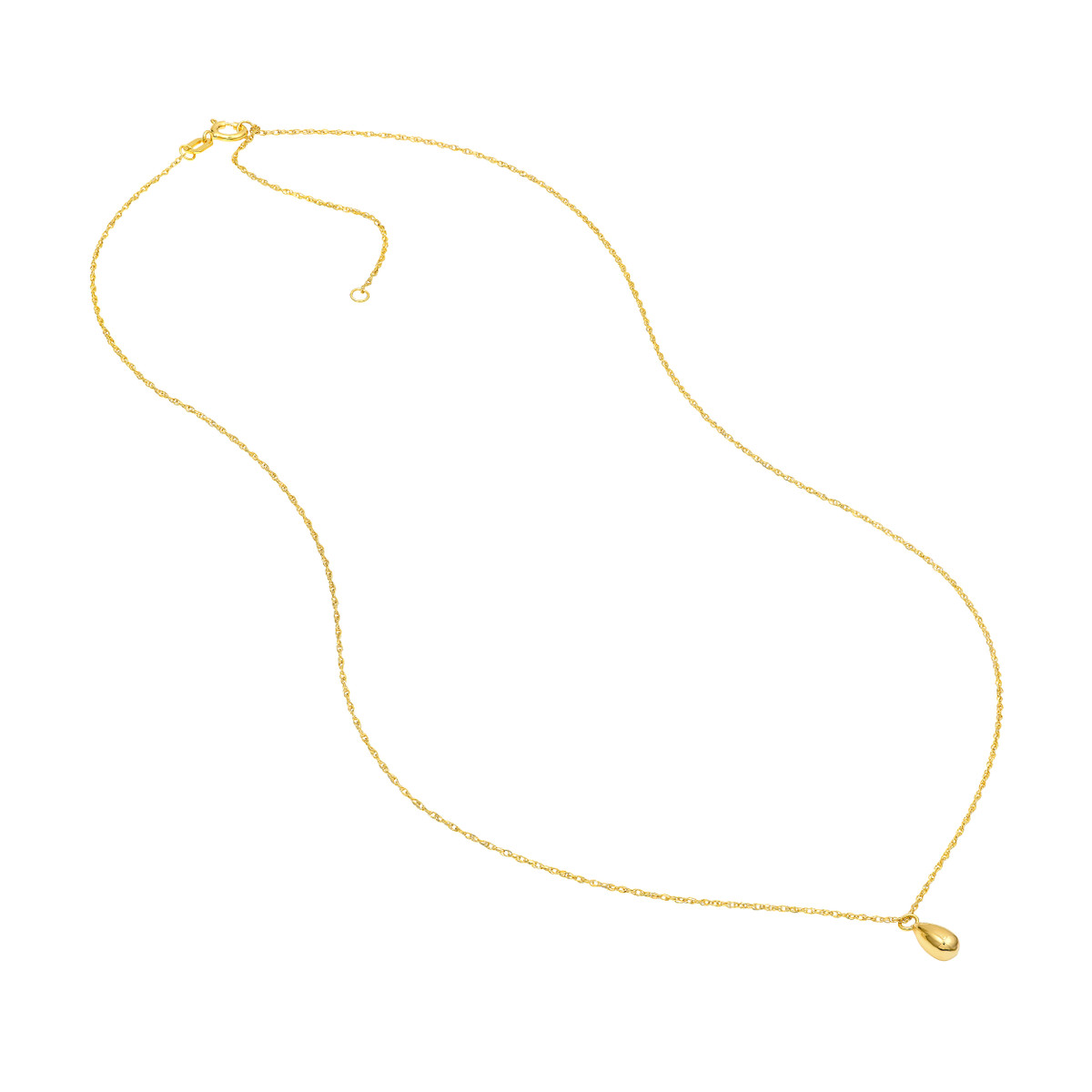 Gold Small Puffy Teardrop Pendant Necklace