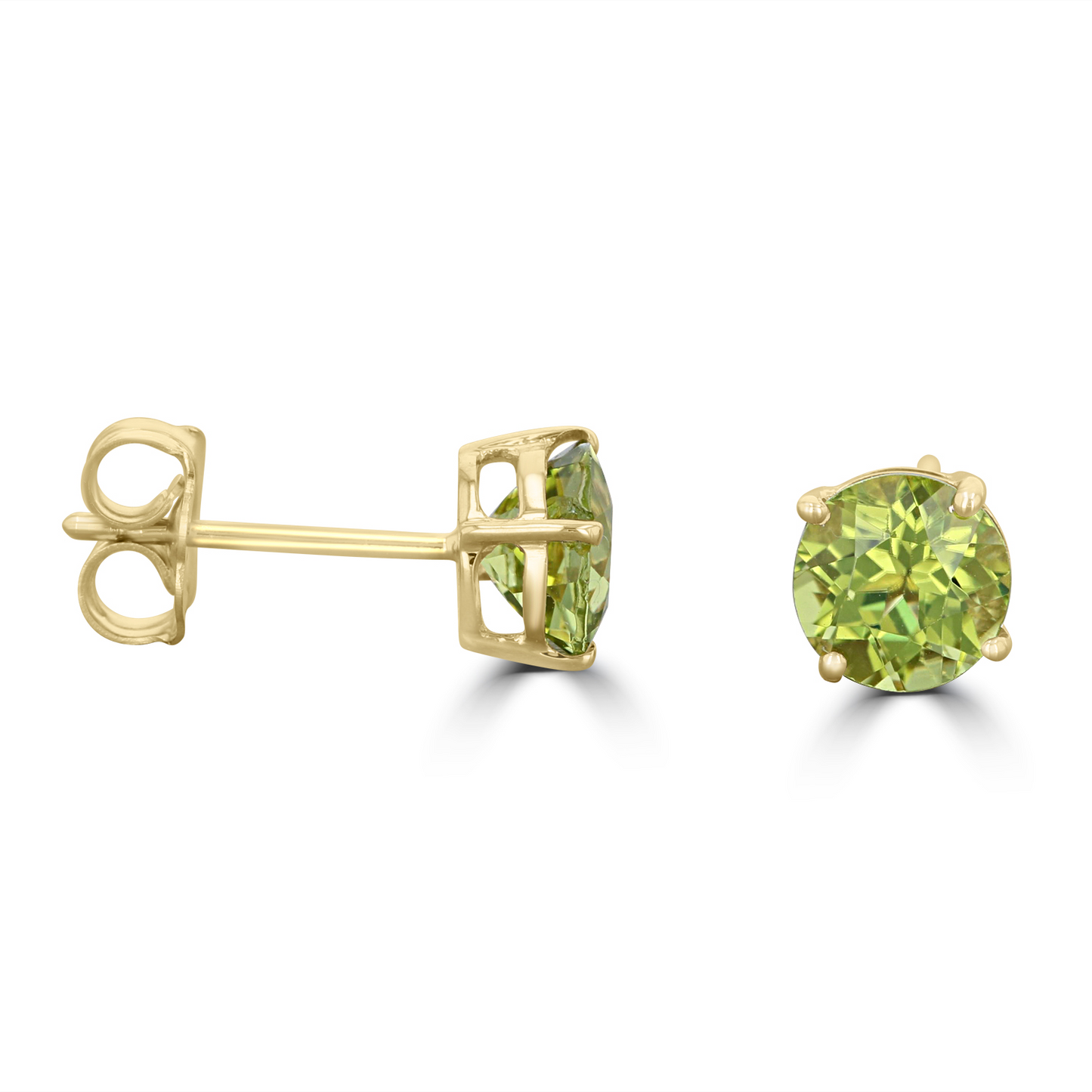 14K Yellow Gold Peridot Stud Earrings