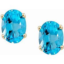 14K Yellow Gold Blue Topaz Stud Earrings