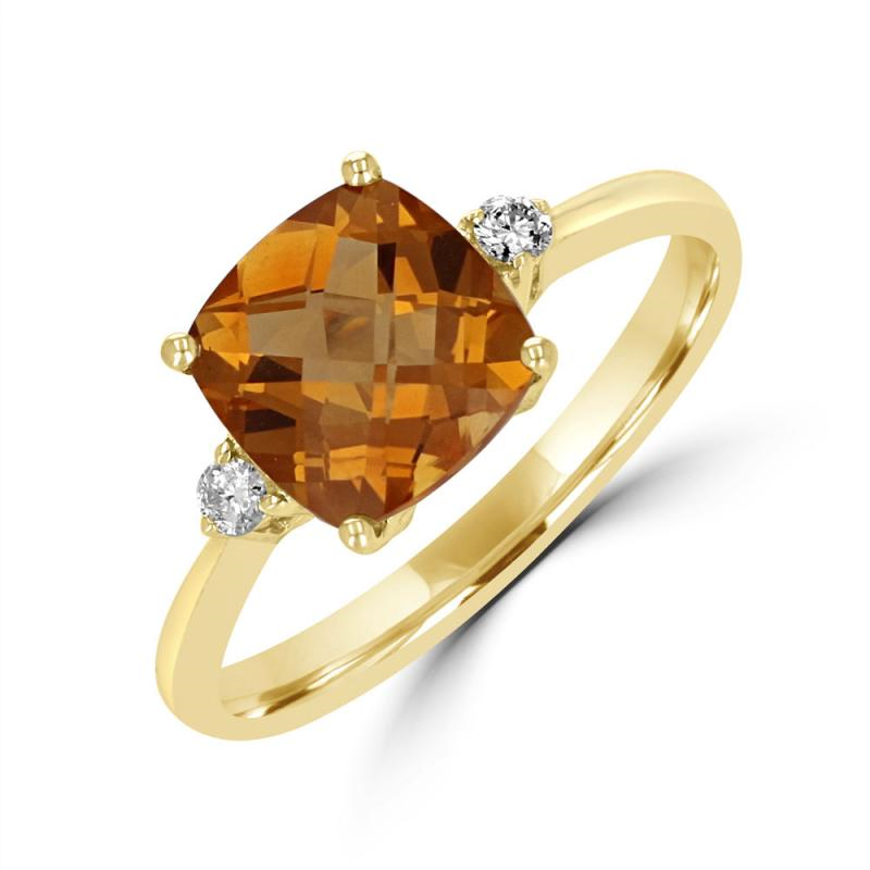 14K Yellow Gold Citrine And Diamond Ring