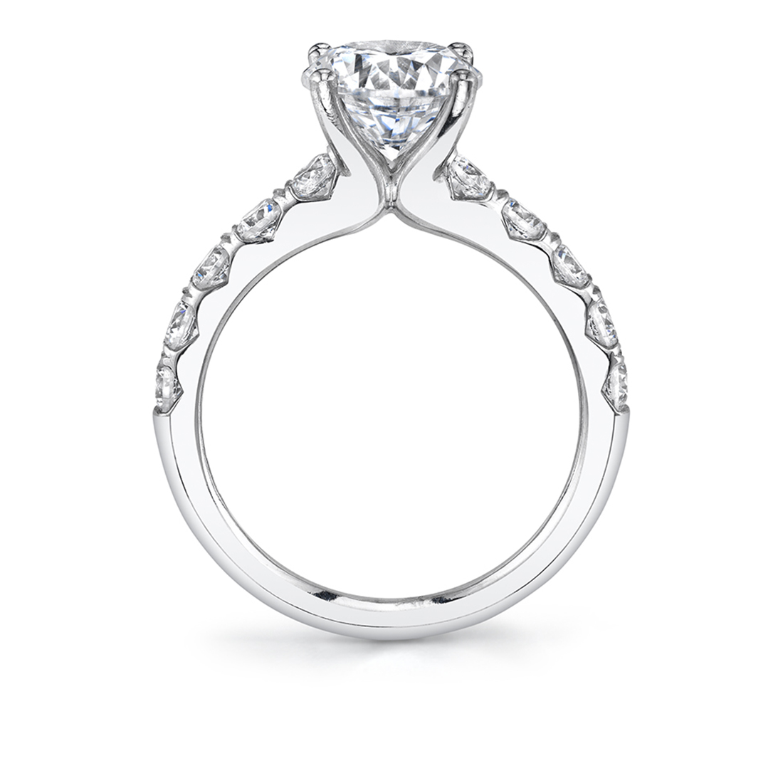 Sylvie 14K White Gold Round Thick Diamond Semi Mount