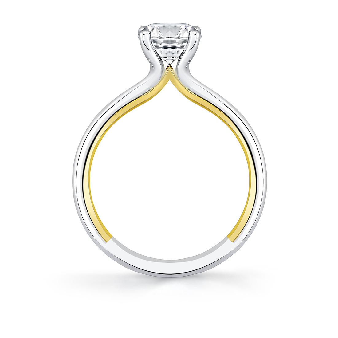 Sylvie 14K Two Tone Round Solitare Semi Mount