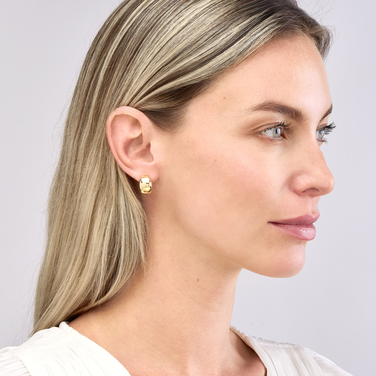 Rolland's Design Gold Wide Dome Hoop Earrings