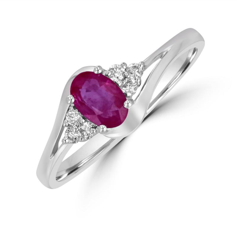 14K White Gold Ruby And Diamond Ring