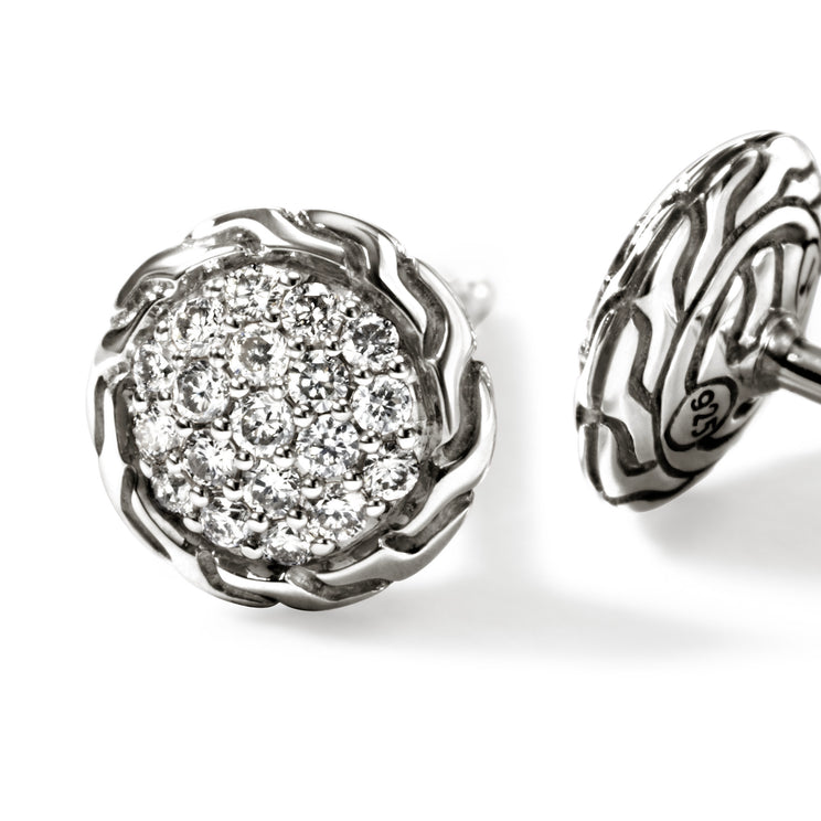 John Hardy Essentials Silver Diamond Pave Stud Earrings