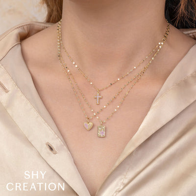 Shy Creation Pink Sapphire Star Sparkle Necklace