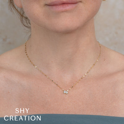 Shy Creation Diamond Emerald & Pear Necklace