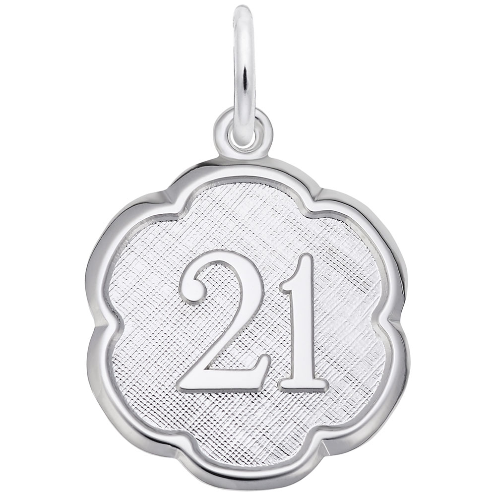 Number 21 Scalloped Disc Charm