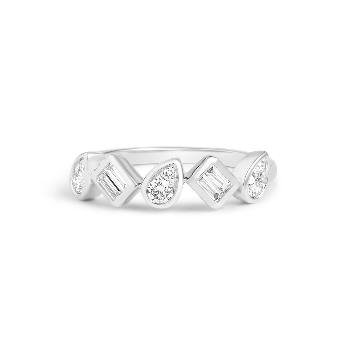 Dilamani 14K White Gold Diamond Pivoting Shape Ring