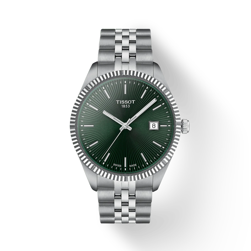 Tissot Ballade Gents 40Mm Sterling Silver Green Dial Watch