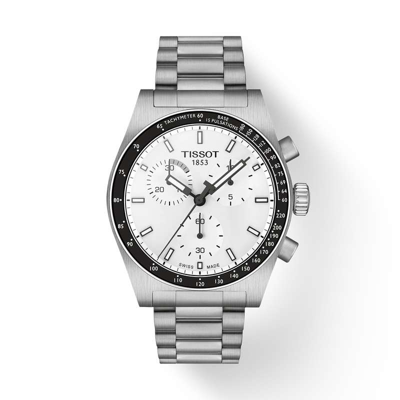 Tissot Pr516 Gents 40Mm Sterling Silver Chronograph Watch