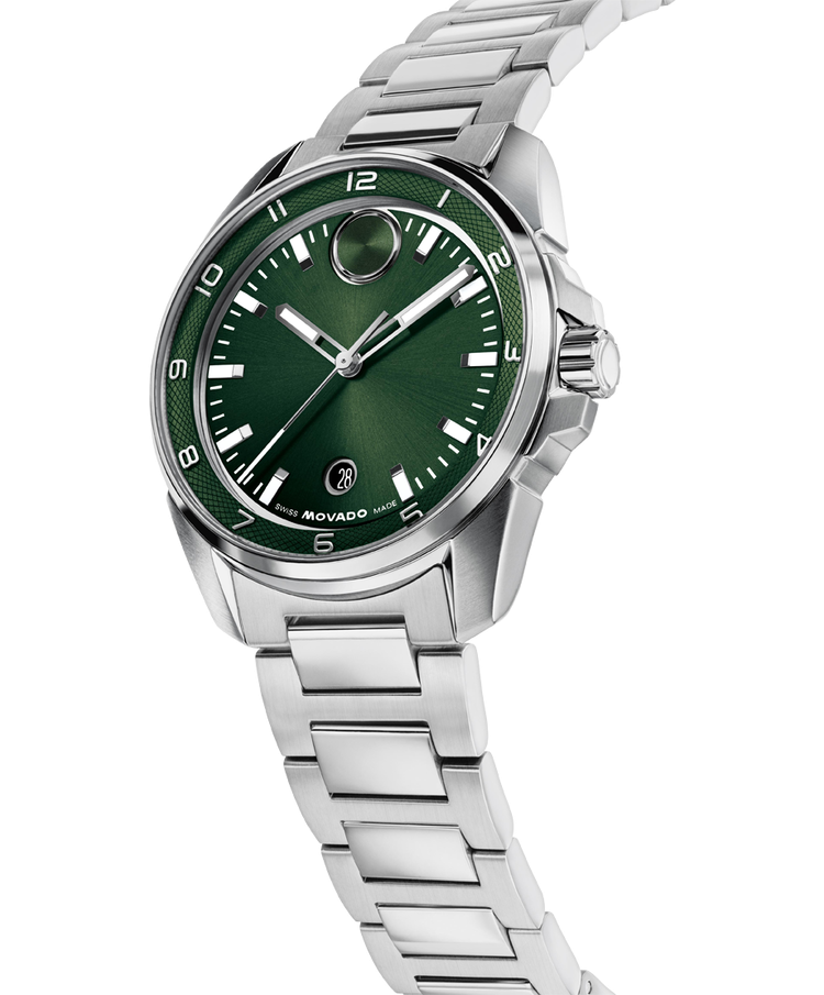 Movado Bold Verso Stainless Steel Green Sunray Dial with Swiss Super-Luminova® Accents Watch