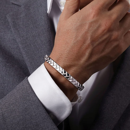 Gabriel Sterling Silver Open Herringbone Style Bracelet