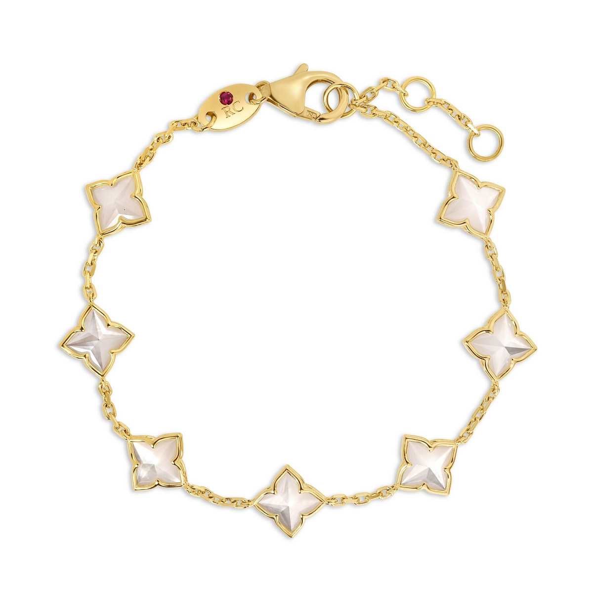 Roberto Coin 18K Yellow Gold Venetian Princess Carnival Mop Flower Station Bracelet