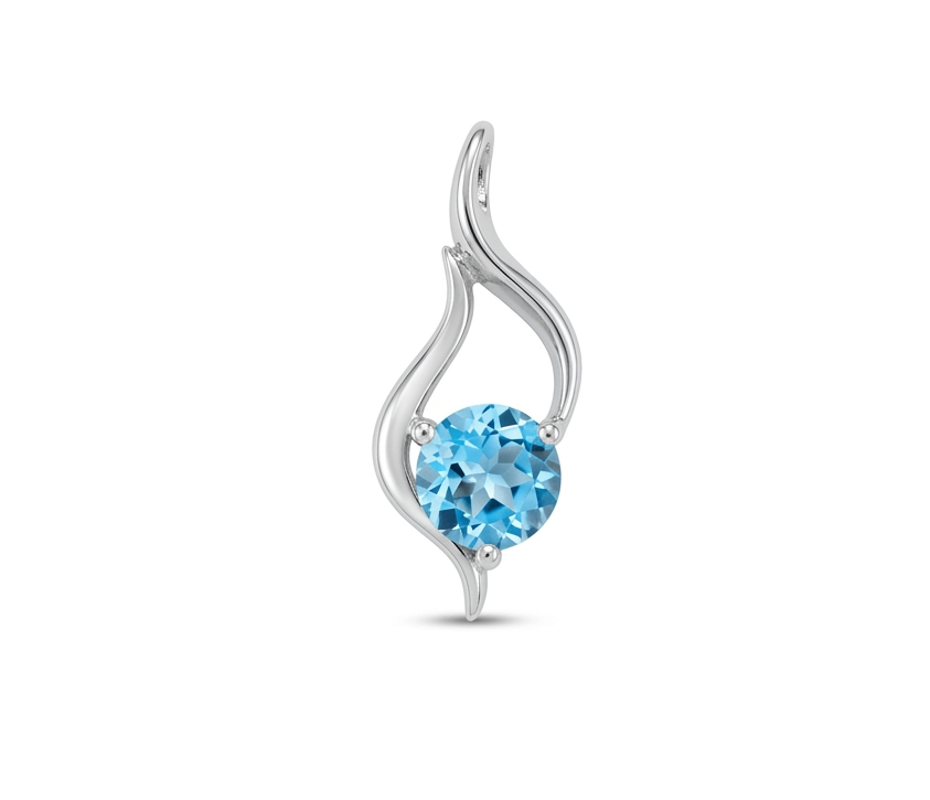 14K White Gold Blue Topaz Fashion Pendant