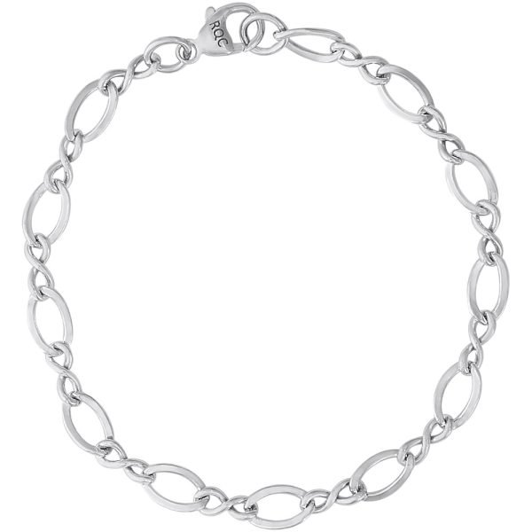 Sterling Silver Large Figure Eight Link Classic Bracelet