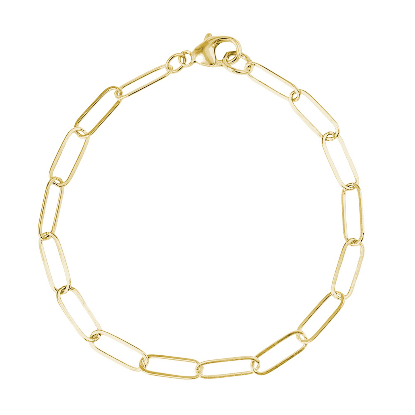 Yellow Gold Plated Sterling Silver Medium Paperclip Bracelet