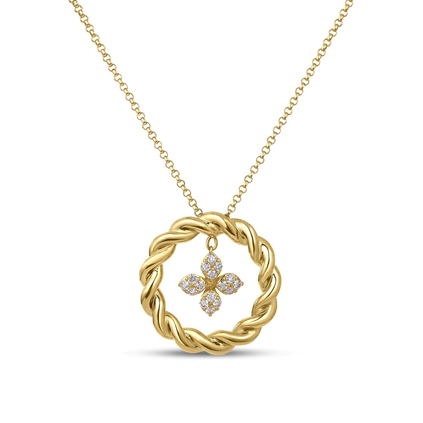 Roberto Coin 18K Yellow Gold Love In Verona Twist Diamond Necklace