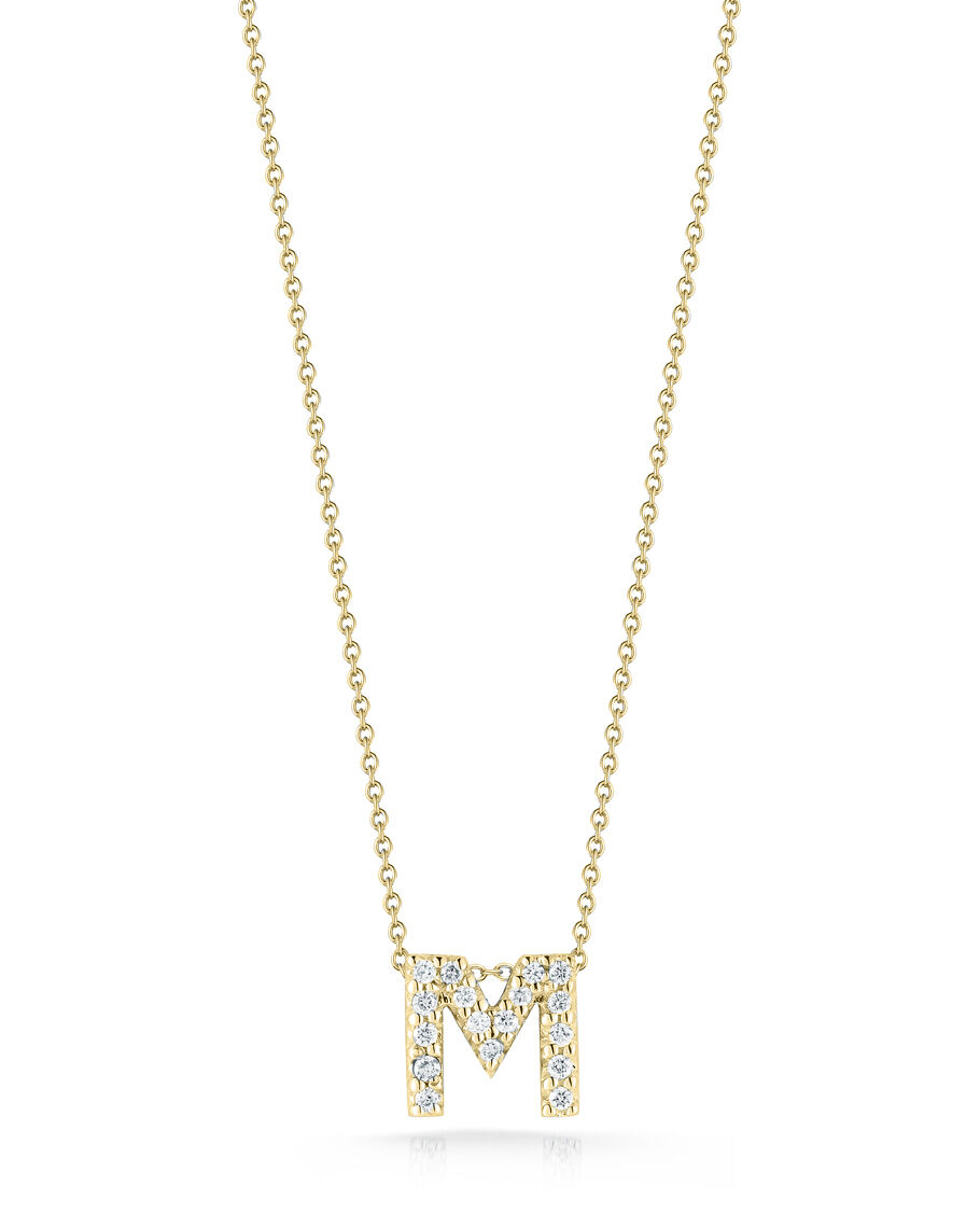 Roberto Coin 18K Yellow Gold Tiny Treasures Diamond Love Letter "M" Necklace