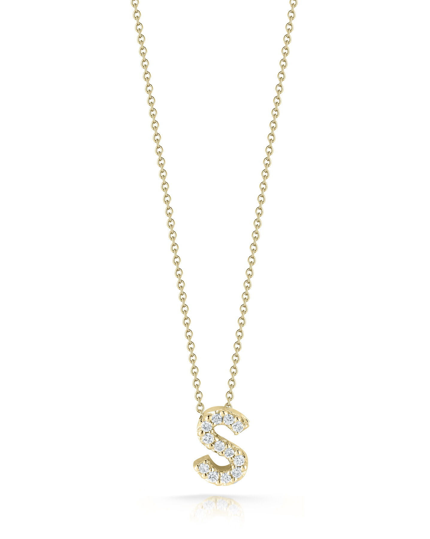 Roberto Coin 18K Yellow Gold Tiny Treasures Diamond Love Letter "S" Necklace