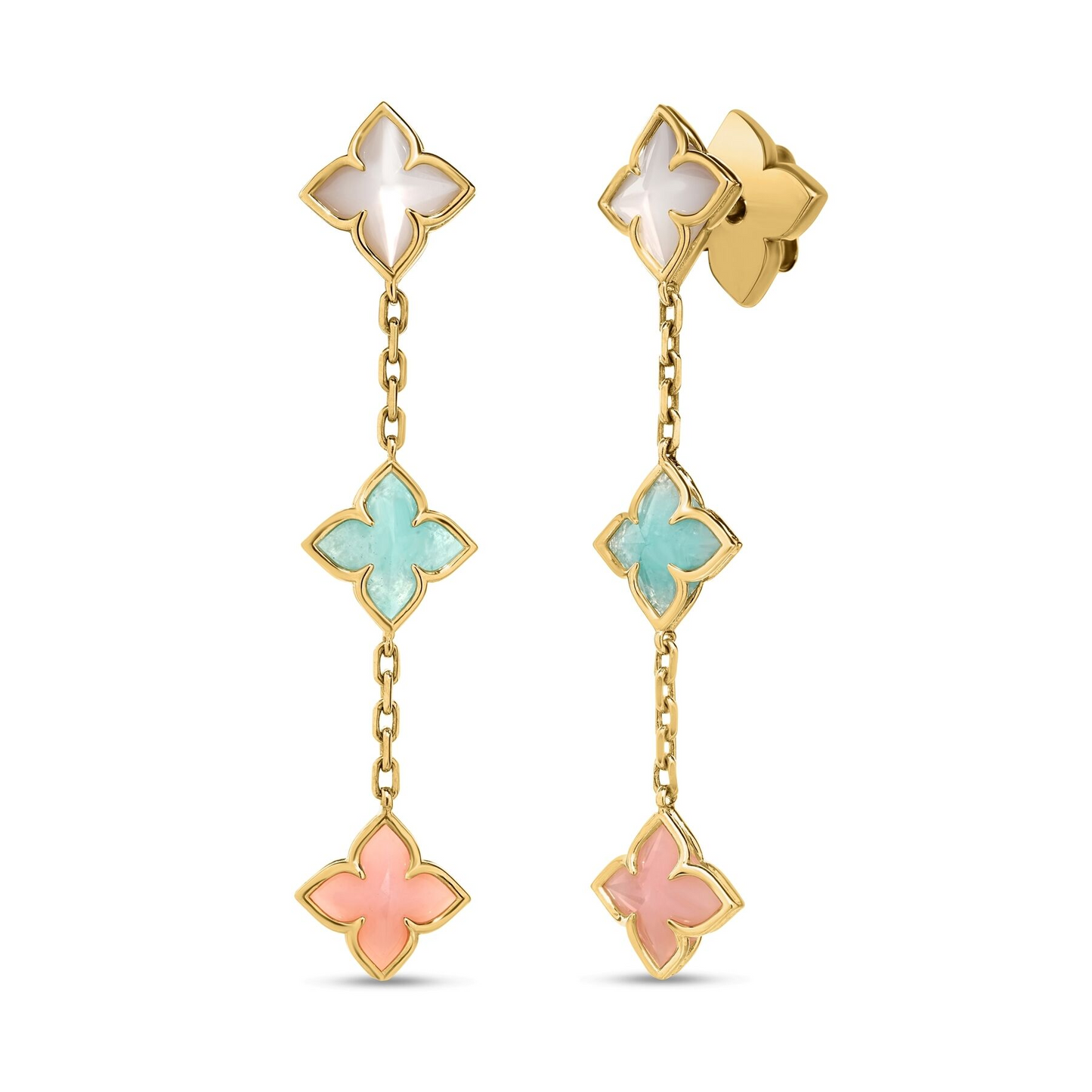 Roberto Coin 18K Yellow Gold Venetian Princess Mixed Stones Flower Earrings
