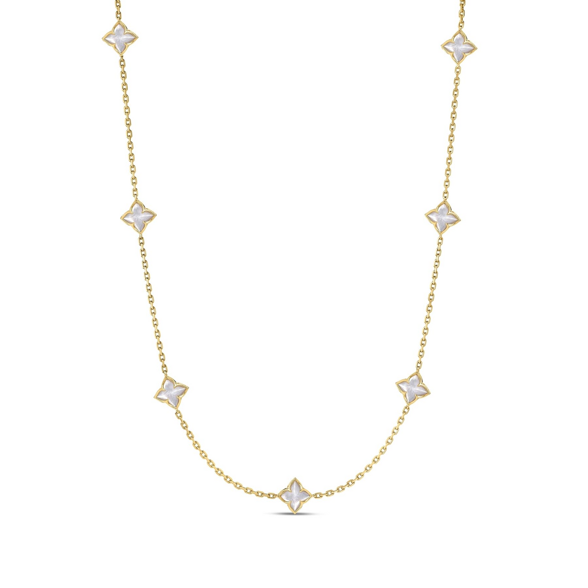 Roberto Coin 18K Yellow Gold Venetian Princess Carnival Mother Of Pearl Flower Station Necklace