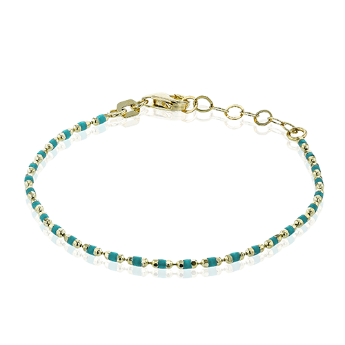 Zeghani 14K Yellow Gold Turquoise Beaded Bracelet