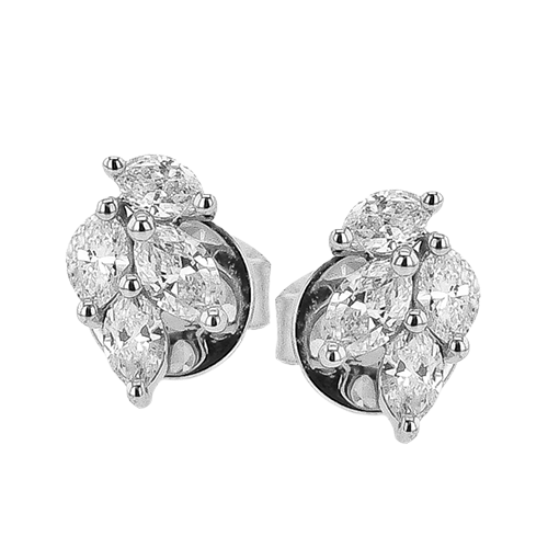 Zeghani 14K White Gold Diamond Cluster Stud Earrings